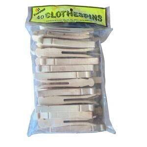 Vintage Forster 40 Clothespins Wood No-Roll Handi Craft Projects Made in USA